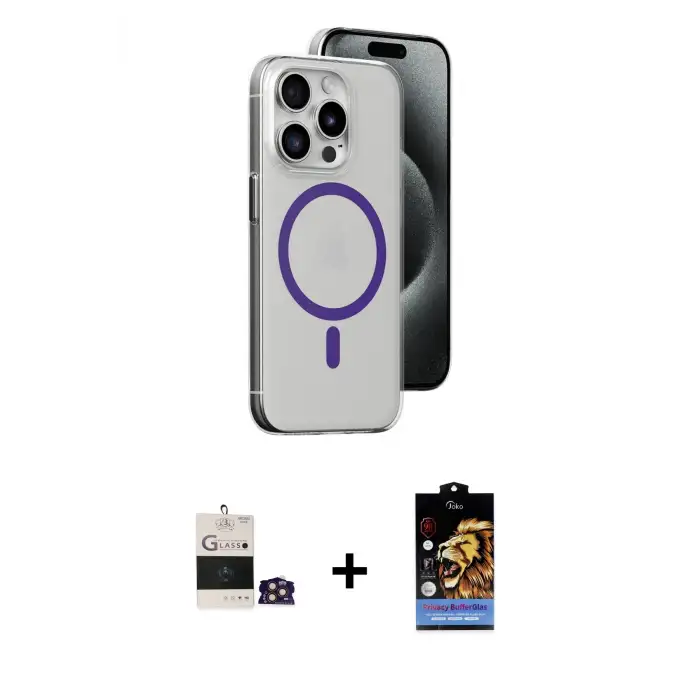 ieg™ iPhone 14 Pro Max Kılıf Odak Form Özel Seri - Siyah Buffer Hayalet Cam Ekran Koruyucu + Bilvis Titan Kamera Lens - GD