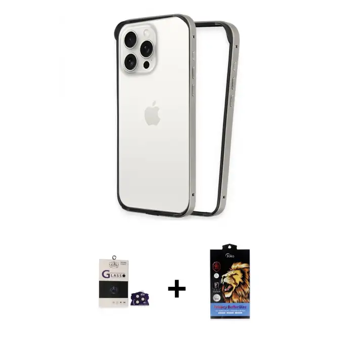 ieg™ iPhone 14 Pro Max Kılıf Pusula Asil Koleksiyonu - Siyah Buffer Hayalet Cam Ekran Koruyucu + Bilvis Titan Kamera Lens - DNMR