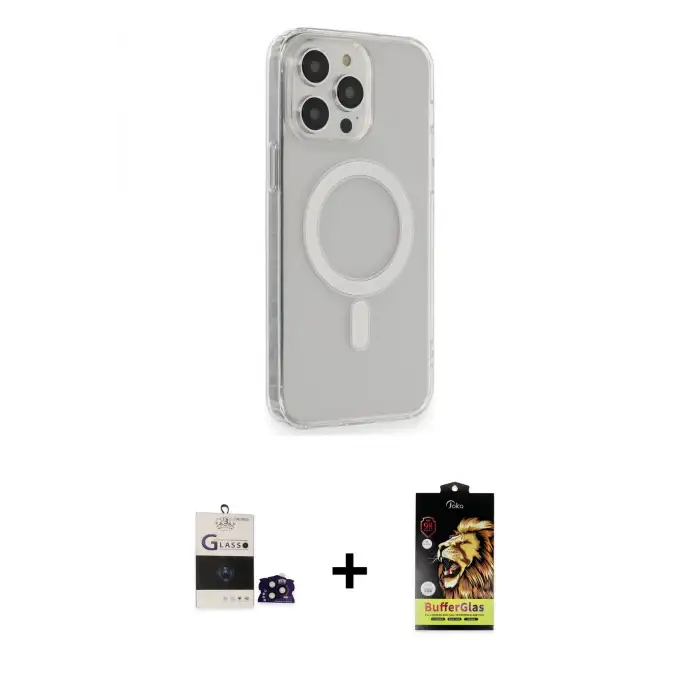 ieg™ iPhone 14 Pro Max Kılıf Pusula Çizgi Koleksiyonu - Siyah Buffer Cam Ekran Koruyucu + Bilvis Titan Kamera Lens - SH