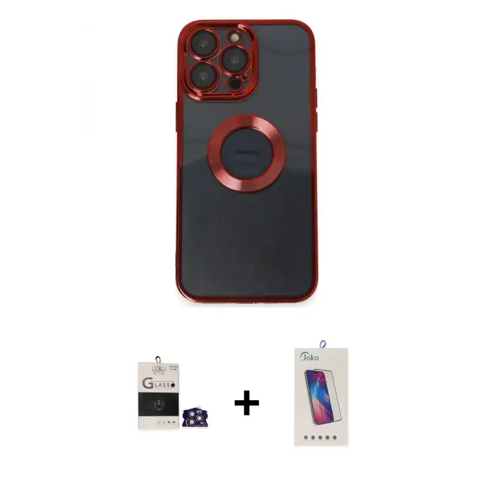 ieg™ iPhone 14 Pro Max Kılıf Pusula Form - Siyah Joko 5D Cam + Bilvis Titan Kamera Lens - GS