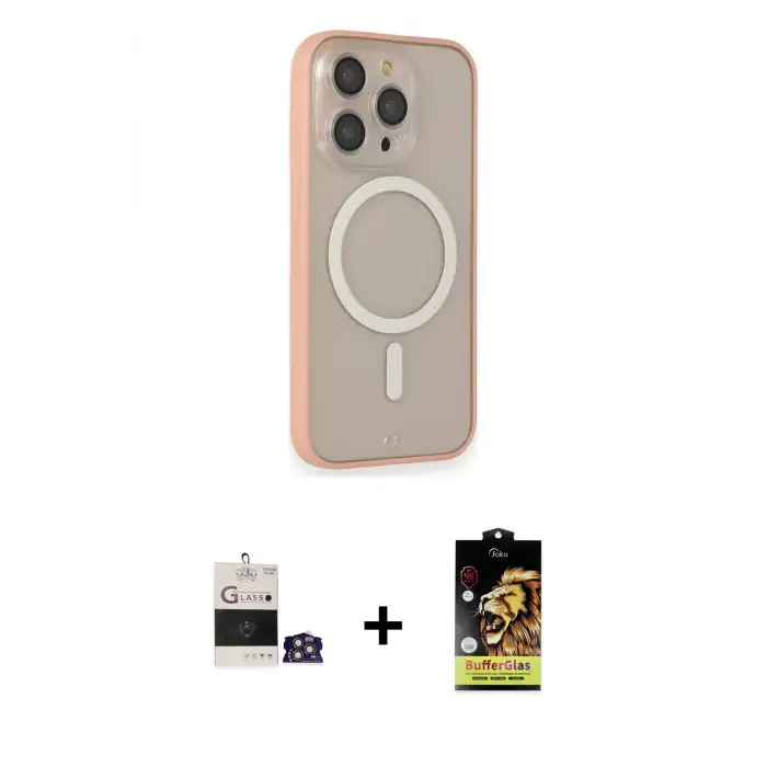 ieg™ iPhone 14 Pro Max Kılıf Siluet Işık Koleksiyonu - Siyah Buffer Cam Ekran Koruyucu + Bilvis Titan Kamera Lens - GS