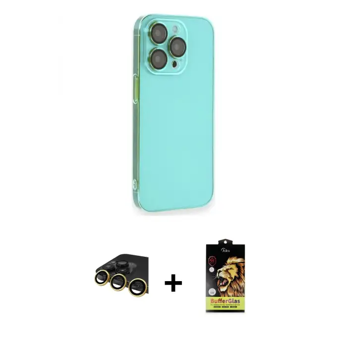 ieg™ iPhone 14 Pro Max Kılıf Siluet Minimal Özel Seri - Siyah Buffer Cam Ekran Koruyucu + Raze Metal Kamera Lens - GD