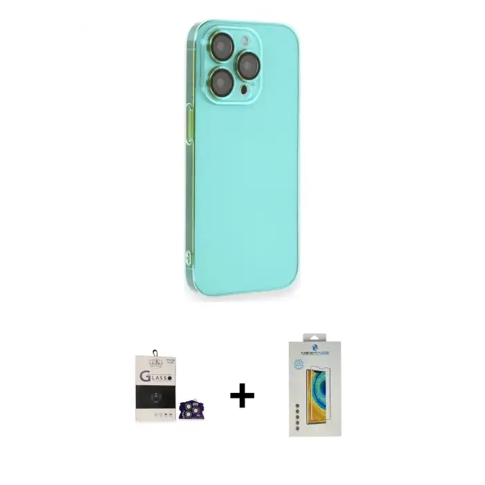 ieg™ iPhone 14 Pro Max Kılıf Siluet Minimal Özel Seri - Siyah Polymer Nano Ekran Koruyucu + Bilvis Titan Kamera Lens - GS