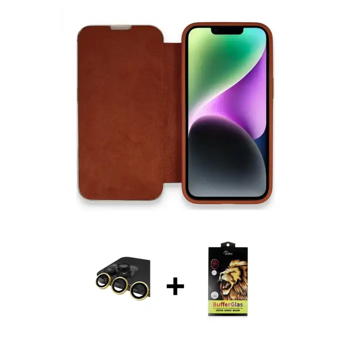 ieg™ iPhone 14 Pro Max Kılıf Siluet Minimal Serisi - Siyah Buffer Cam Ekran Koruyucu + Raze Metal Kamera Lens - GD