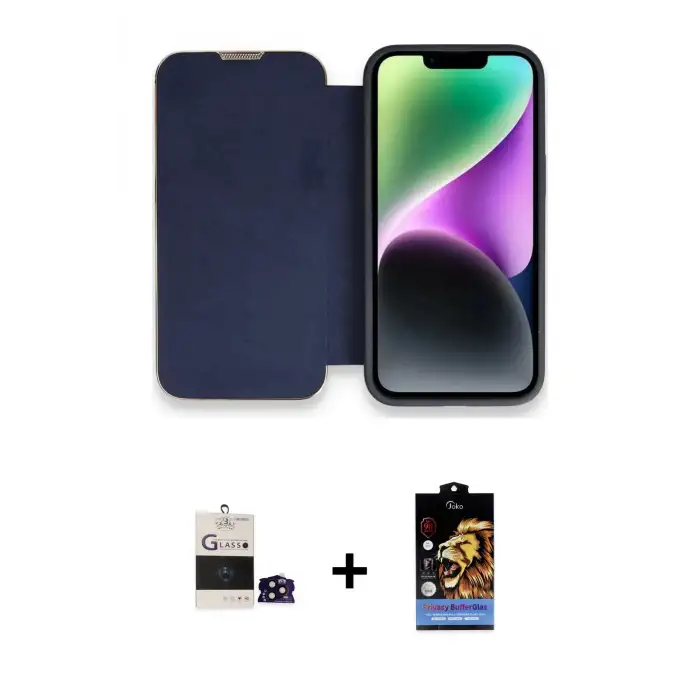 ieg™ iPhone 14 Pro Max Kılıf Siluet Minimal Serisi - Siyah Buffer Hayalet Cam Ekran Koruyucu + Bilvis Titan Kamera Lens - SH