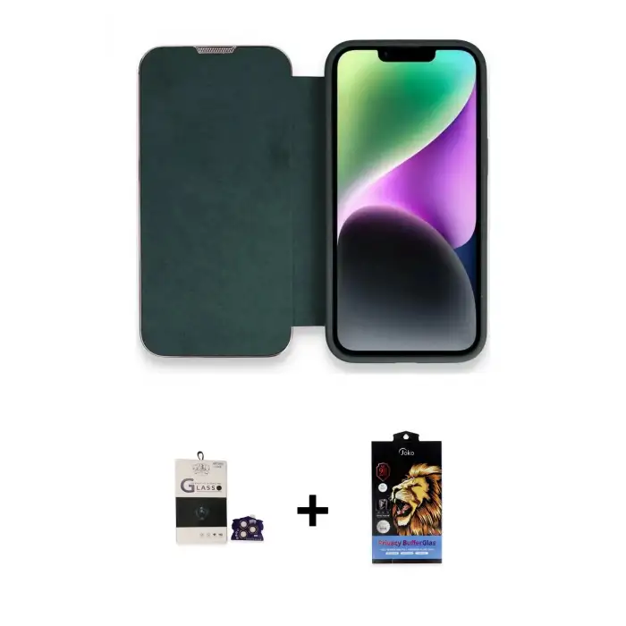 ieg™ iPhone 14 Pro Max Kılıf Siluet Minimal Serisi - Siyah Buffer Hayalet Cam Ekran Koruyucu + Bilvis Titan Kamera Lens - GD