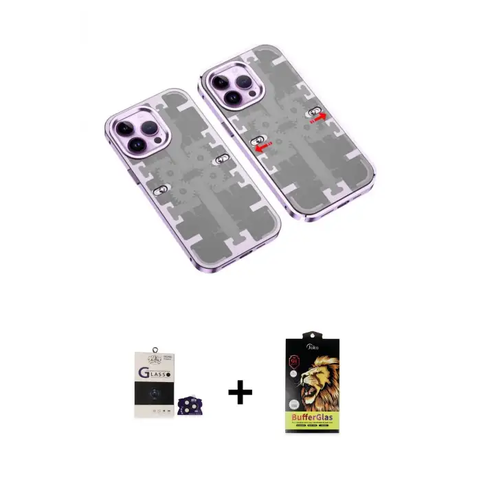 ieg™ iPhone 14 Pro Max Kılıf Ufuk Doku Prime - Siyah Buffer Cam Ekran Koruyucu + Bilvis Titan Kamera Lens - DNMR