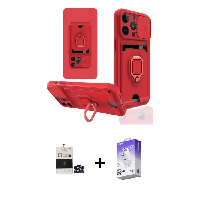 ieg™ iPhone 14 Pro Max Kılıf Vadi Form Prime - Siyah Bilvis 5in1 3D Magic Cam Ekran Koruyucu + Bilvis Titan Kamera Lens - GD
