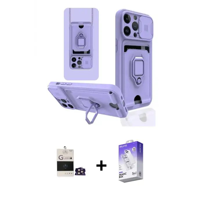 ieg™ iPhone 14 Pro Max Kılıf Vadi Form Prime - Siyah Bilvis 5in1 3D Magic Cam Ekran Koruyucu + Bilvis Titan Kamera Lens - GD