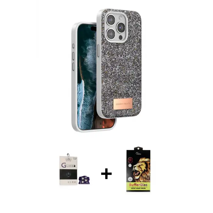 ieg™ iPhone 14 Pro Max Kılıf Vadi Klasik Serisi - Siyah Buffer Cam Ekran Koruyucu + Bilvis Titan Kamera Lens - GS