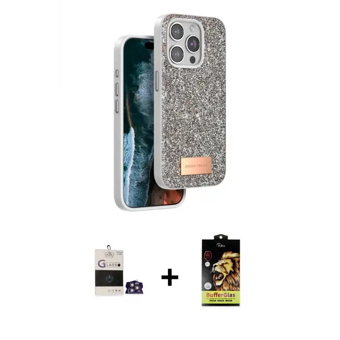 ieg™ iPhone 14 Pro Max Kılıf Vadi Klasik Serisi - Siyah Buffer Cam Ekran Koruyucu + Bilvis Titan Kamera Lens - GS