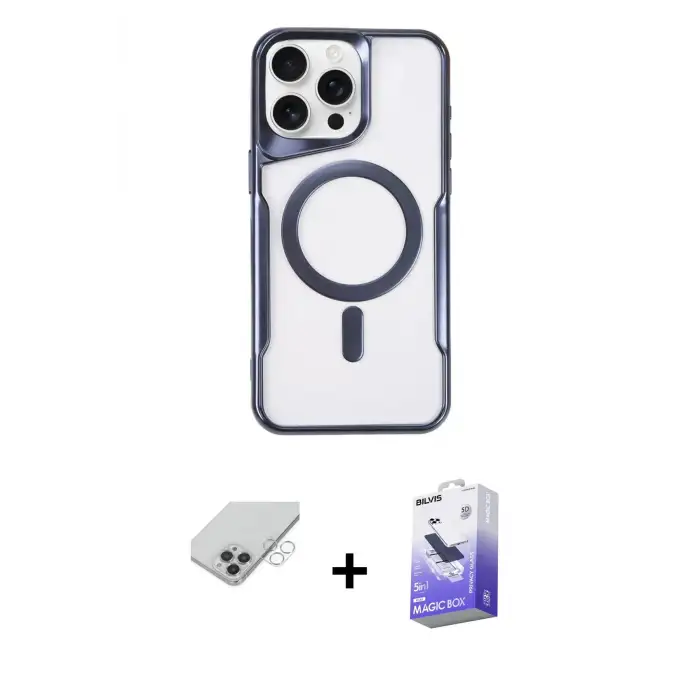 ieg™ iPhone 14 Pro Max Kılıf Yadigar Klasik Özel Seri - Siyah Bilvis 5in1 5D Magic Hayalet Cam Ekran Koruyucu + Band Metal Kamera Lens - GS