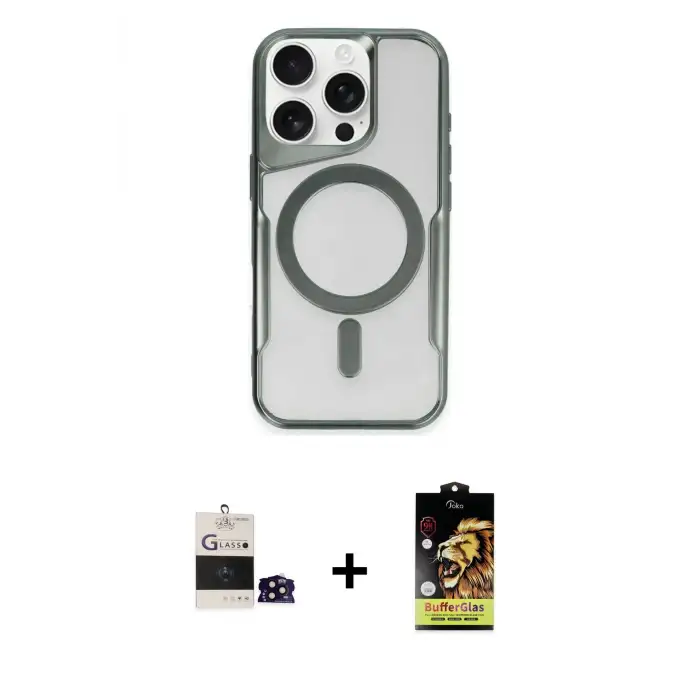 ieg™ iPhone 14 Pro Max Kılıf Yadigar Klasik Özel Seri - Siyah Buffer Cam Ekran Koruyucu + Bilvis Titan Kamera Lens - SH