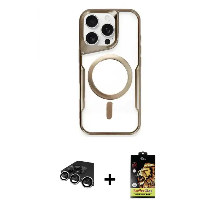 ieg™ iPhone 14 Pro Max Kılıf Yadigar Klasik Özel Seri - Siyah Buffer Cam Ekran Koruyucu + Raze Metal Kamera Lens - GS