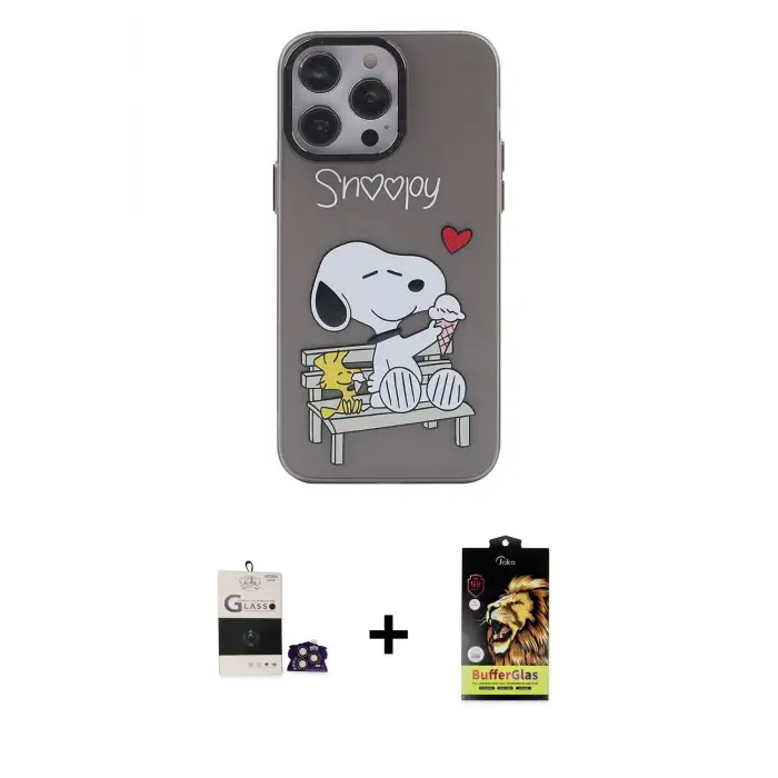 ieg™ iPhone 14 Pro Max Kılıf Zirve Form Özel Seri - Siyah Buffer Cam Ekran Koruyucu + Bilvis Titan Kamera Lens - GD
