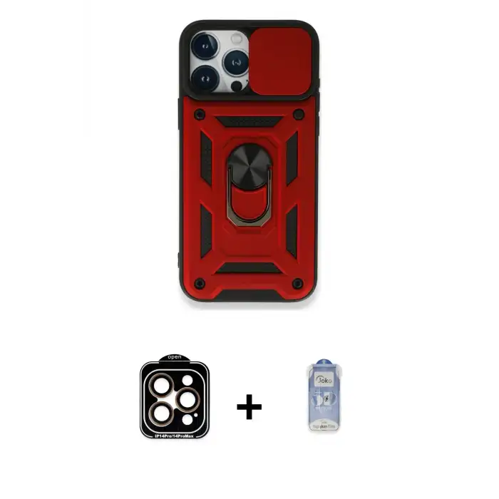 ieg™ iPhone 15 Pro Max Kılıf Ahenk Klasik - Siyah Joko Magic 5D Cam + PVD Metal Kamera Lens - TU