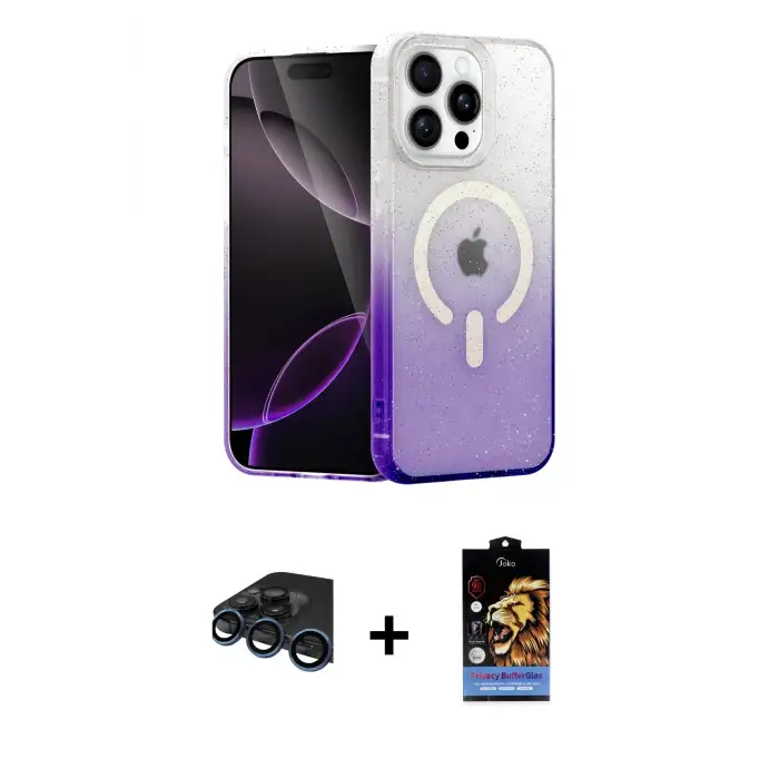 ieg™ iPhone 15 Pro Max Kılıf Eksen Minimal Özel Seri - Siyah Buffer Hayalet Cam Ekran Koruyucu + Raze Metal Kamera Lens - LT