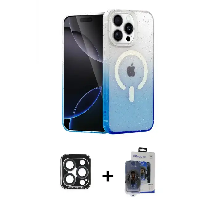 ieg™ iPhone 15 Pro Max Kılıf Eksen Minimal Özel Seri - Siyah Vanessa Magic Cam + PVD Metal Kamera Lens - LT