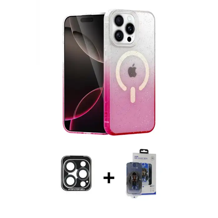 ieg™ iPhone 15 Pro Max Kılıf Eksen Minimal Özel Seri - Siyah Vanessa Magic Cam + PVD Metal Kamera Lens - LT