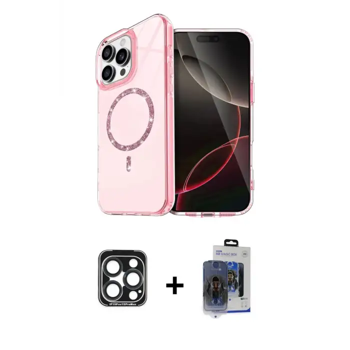 ieg™ iPhone 15 Pro Max Kılıf Kıvılcım Form Prime - Siyah Vanessa Magic Cam + PVD Metal Kamera Lens - LT