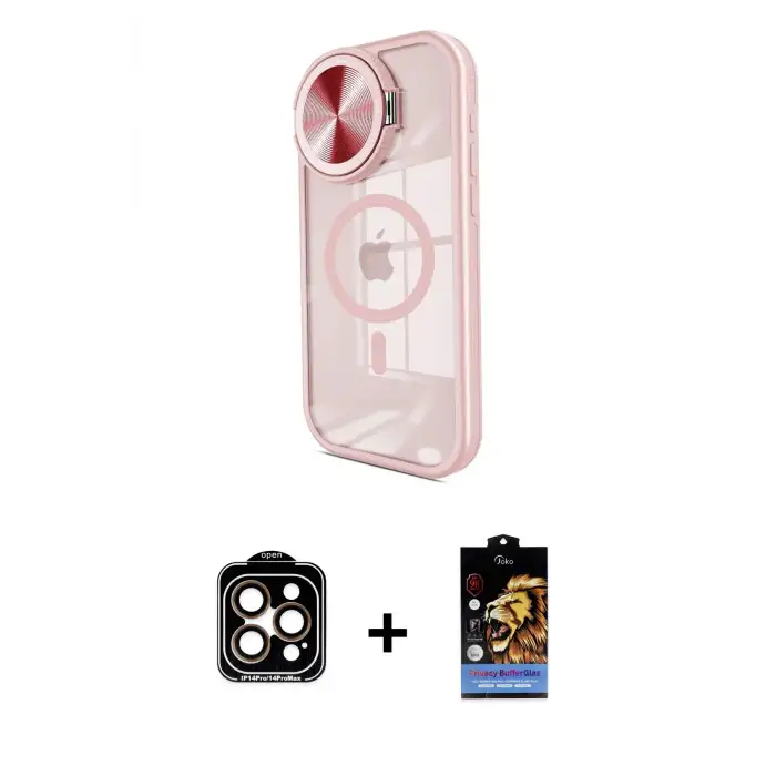 ieg™ iPhone 15 Pro Max Kılıf Kıvılcım Modern Koleksiyonu - Siyah Buffer Hayalet Cam Ekran Koruyucu + PVD Metal Kamera Lens - TU