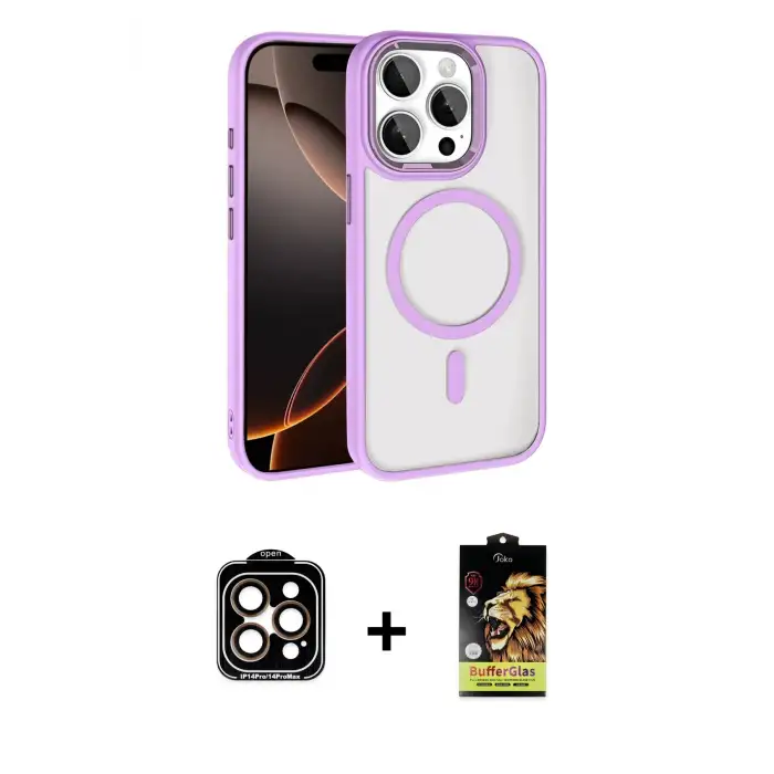 ieg™ iPhone 15 Pro Max Kılıf Kıvılcım Prime - Siyah Buffer Cam Ekran Koruyucu + PVD Metal Kamera Lens - TU