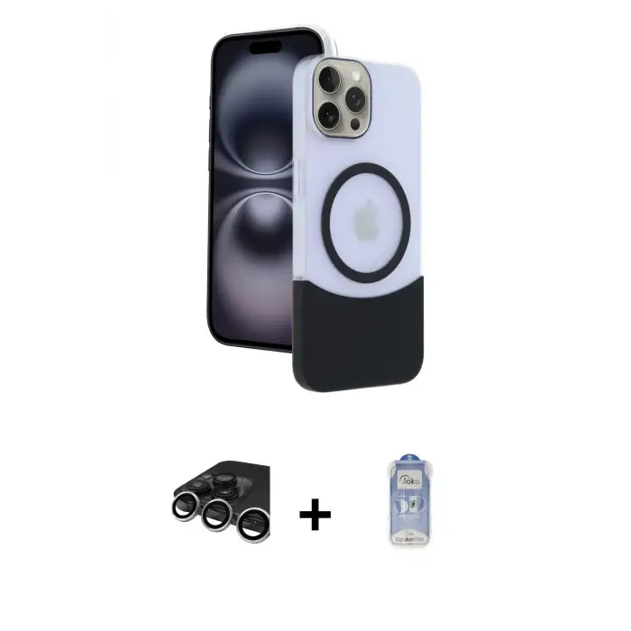 ieg™ iPhone 15 Pro Max Kılıf Kozmos Form Özel Seri - Siyah Joko Magic 5D Cam + Raze Metal Kamera Lens - GS