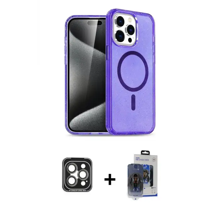 ieg™ iPhone 15 Pro Max Kılıf Nova Asil Prime - Siyah Vanessa Magic Cam + PVD Metal Kamera Lens - GI