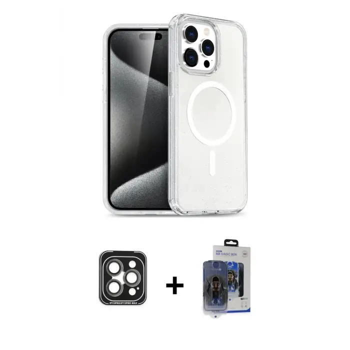 ieg™ iPhone 15 Pro Max Kılıf Nova Asil Prime - Siyah Vanessa Magic Cam + PVD Metal Kamera Lens - GI