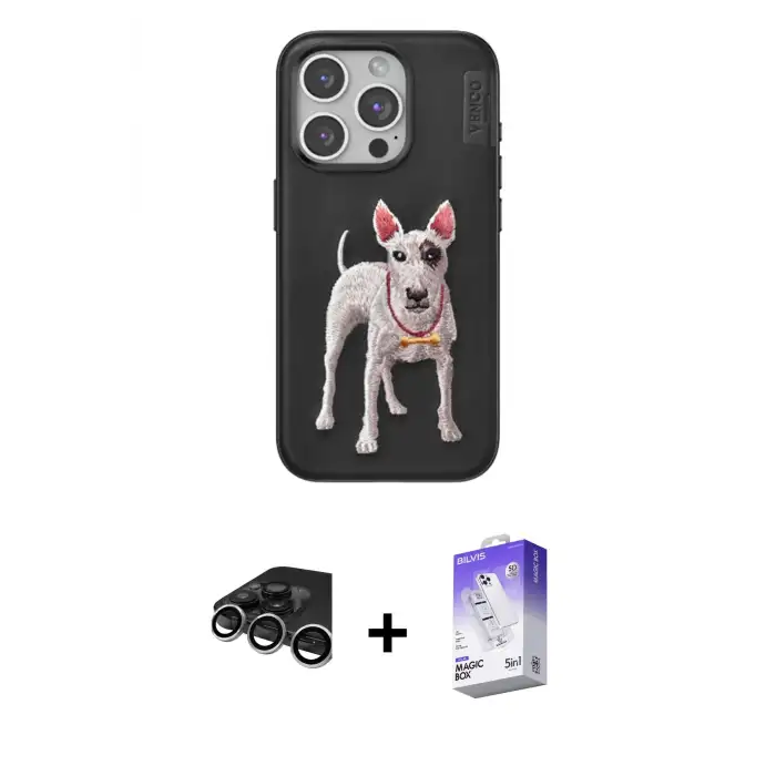 ieg™ iPhone 15 Pro Max Kılıf Nova Form Koleksiyonu - Siyah Bilvis 5in1 3D Magic Cam Ekran Koruyucu + Raze Metal Kamera Lens - GS