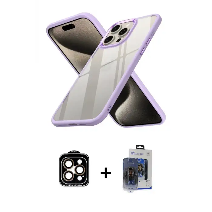 ieg™ iPhone 15 Pro Max Kılıf Nova Işık Serisi - Siyah Vanessa Magic Cam + PVD Metal Kamera Lens - TU
