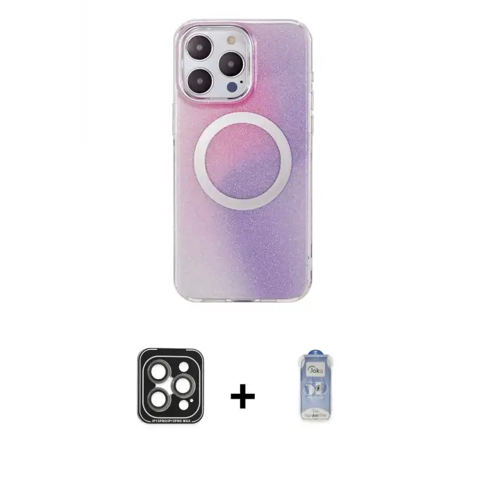 ieg™ iPhone 15 Pro Max Kılıf Pusula Form - Siyah Joko Magic 5D Cam + PVD Metal Kamera Lens - GI