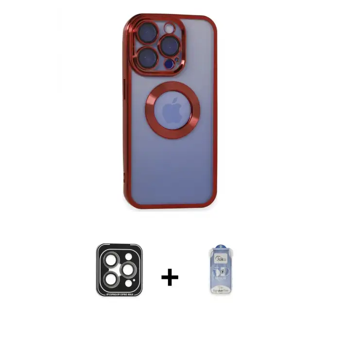ieg™ iPhone 15 Pro Max Kılıf Pusula Form - Siyah Joko Magic 5D Cam + PVD Metal Kamera Lens - GI