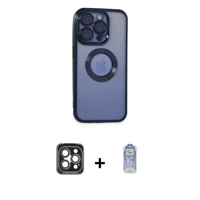 ieg™ iPhone 15 Pro Max Kılıf Pusula Form - Siyah Joko Magic 5D Cam + PVD Metal Kamera Lens - GI
