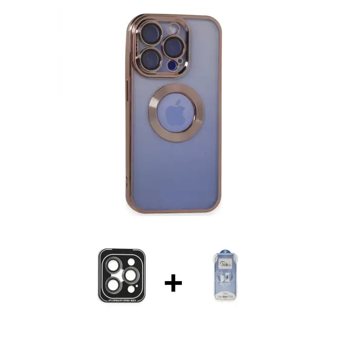 ieg™ iPhone 15 Pro Max Kılıf Pusula Form - Siyah Joko Magic 5D Cam + PVD Metal Kamera Lens - GI