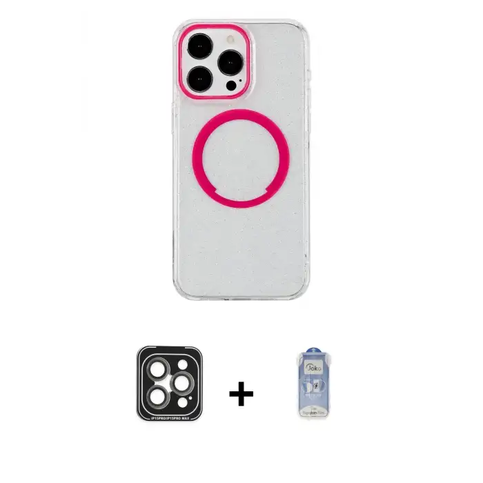ieg™ iPhone 15 Pro Max Kılıf Pusula Form - Siyah Joko Magic 5D Cam + PVD Metal Kamera Lens - GI