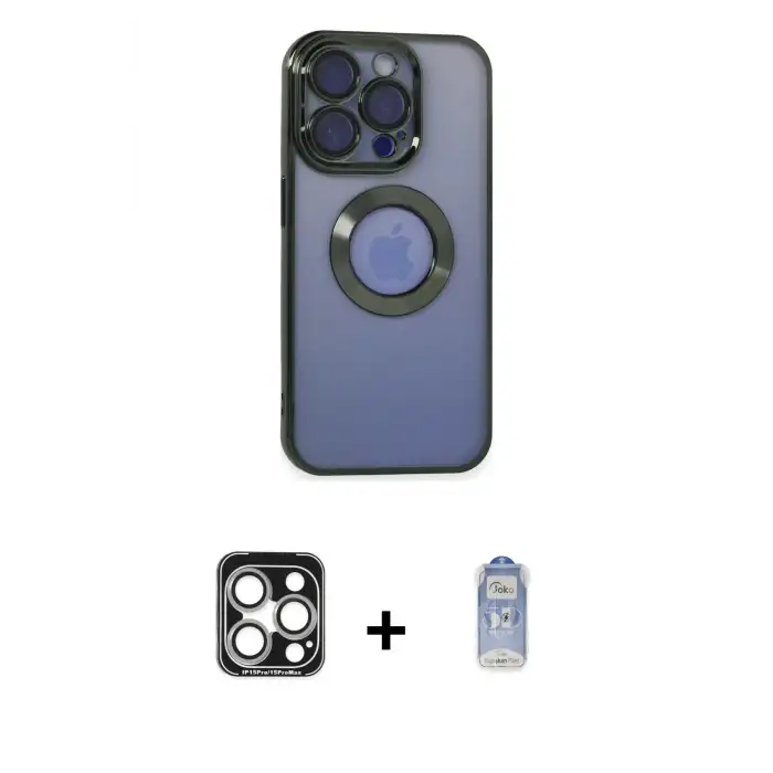 ieg™ iPhone 15 Pro Max Kılıf Pusula Form - Siyah Joko Magic 5D Cam + PVD Metal Kamera Lens - GS