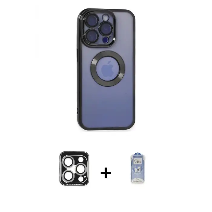 ieg™ iPhone 15 Pro Max Kılıf Pusula Form - Siyah Joko Magic 5D Cam + PVD Metal Kamera Lens - GS