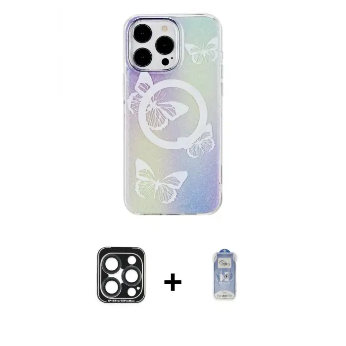 ieg™ iPhone 15 Pro Max Kılıf Pusula Form - Siyah Joko Magic 5D Cam + PVD Metal Kamera Lens - LT