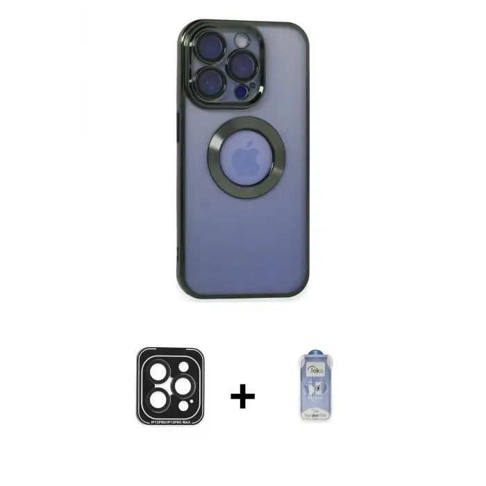 ieg™ iPhone 15 Pro Max Kılıf Pusula Form - Siyah Joko Magic 5D Cam + PVD Metal Kamera Lens - SH