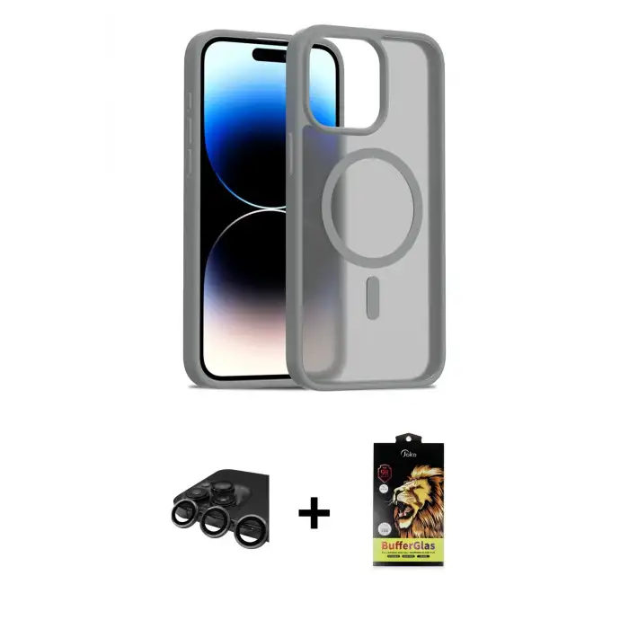 ieg™ iPhone 15 Pro Max Kılıf Siluet Minimal Prime - Siyah Buffer Cam Ekran Koruyucu + Raze Metal Kamera Lens - TMGI