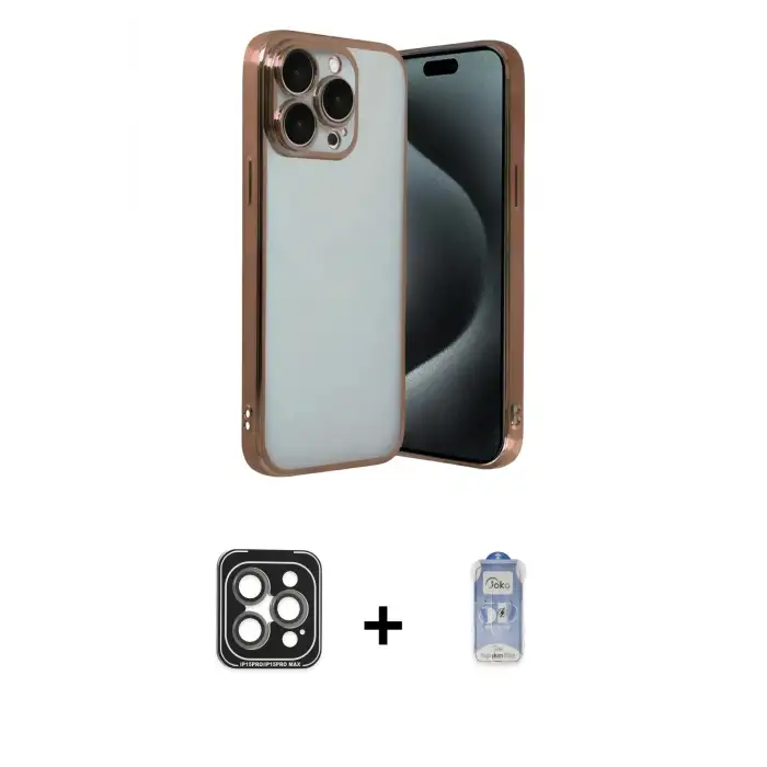 ieg™ iPhone 15 Pro Max Kılıf Vadi Minimal - Siyah Joko Magic 5D Cam + PVD Metal Kamera Lens - GI