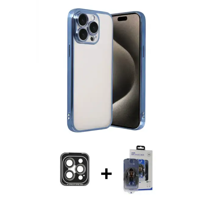 ieg™ iPhone 15 Pro Max Kılıf Vadi Minimal - Siyah Vanessa Magic Cam + PVD Metal Kamera Lens - GI