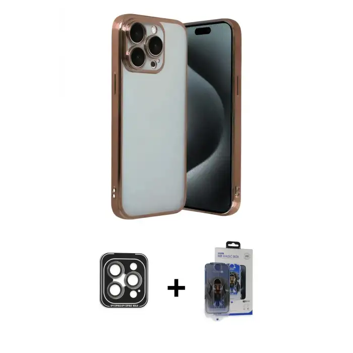 ieg™ iPhone 15 Pro Max Kılıf Vadi Minimal - Siyah Vanessa Magic Cam + PVD Metal Kamera Lens - GI