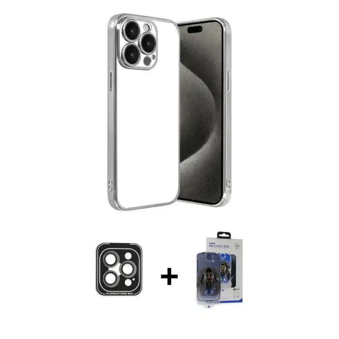 ieg™ iPhone 15 Pro Max Kılıf Vadi Minimal - Siyah Vanessa Magic Cam + PVD Metal Kamera Lens - GI