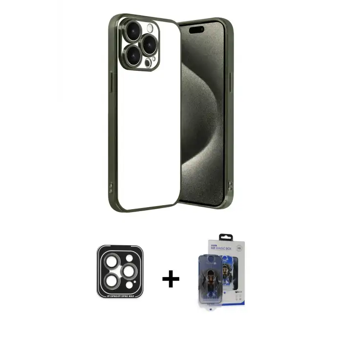 ieg™ iPhone 15 Pro Max Kılıf Vadi Minimal - Siyah Vanessa Magic Cam + PVD Metal Kamera Lens - GI