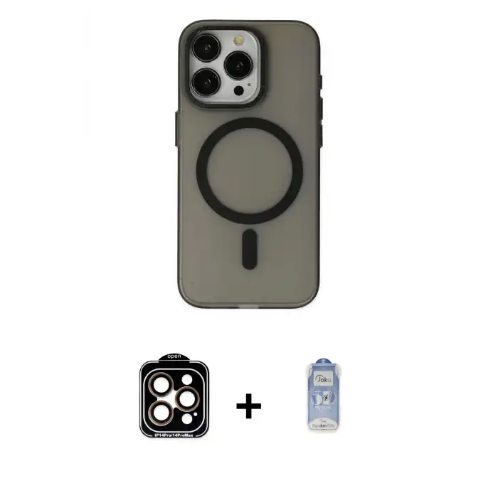 ieg™ iPhone 15 Pro Max Kılıf Yadigar Işık - Siyah Joko Magic 5D Cam + PVD Metal Kamera Lens - TU