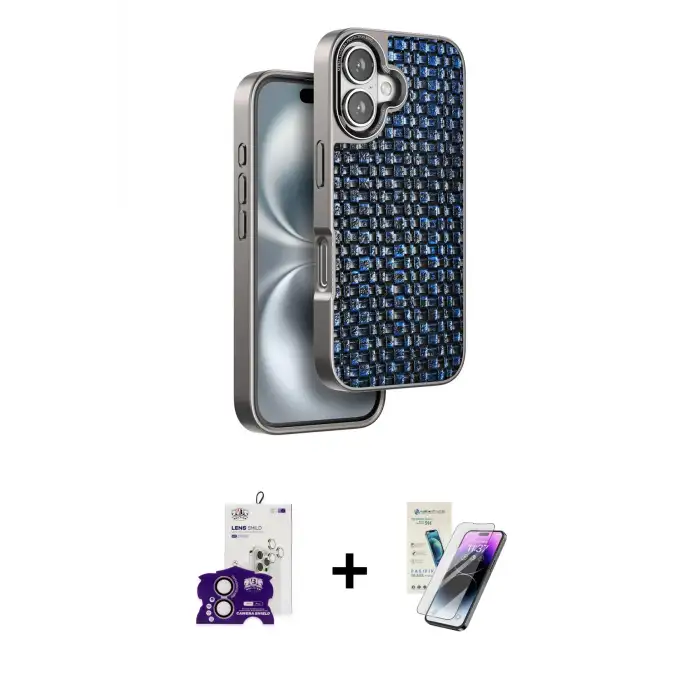ieg™ iPhone 16 Kılıf Siluet Form Serisi - Şeffaf Pasifik Cam Ekran Koruyucu + Bilvis Titan Kamera Lens - PE