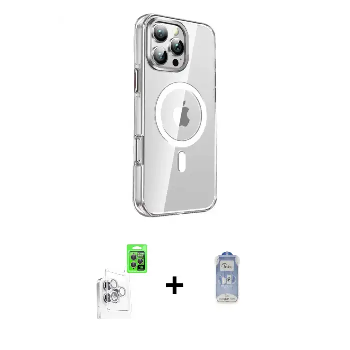 ieg™ iPhone 16 Pro Kılıf Nova Doku - Siyah Joko Magic 5D Cam + Raze Metal Kamera Lens - BZ
