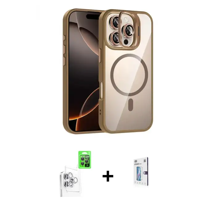 ieg™ iPhone 16 Pro Kılıf Yadigar Asil Koleksiyonu - Siyah Bilvis 0.18mm Plus Cam Ekran Koruyucu + Raze Metal Kamera Lens - BZ